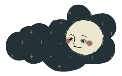 ilustração lua com nuvem