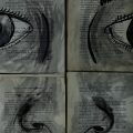 Ilustração quase branca, com traços muito claros formando dois grandes olhos.