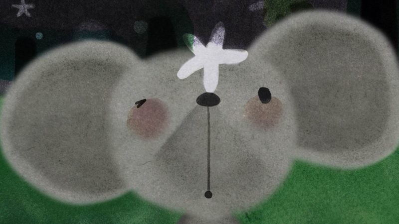 Animação mostra uma ratazana cinza deitada, com uma estrela branca sobre a cabeça.