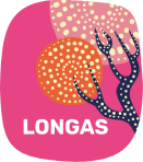 Ícone ilustrado de filmes “Longas”, com duas águas-vivas coloridas sobre fundo rosa.